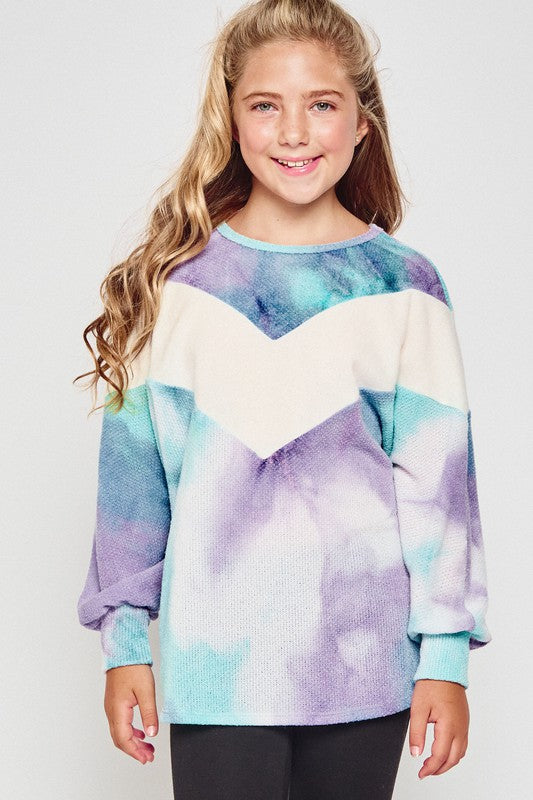 Kids Turquoise and Purple Long Sleeve Sweater.