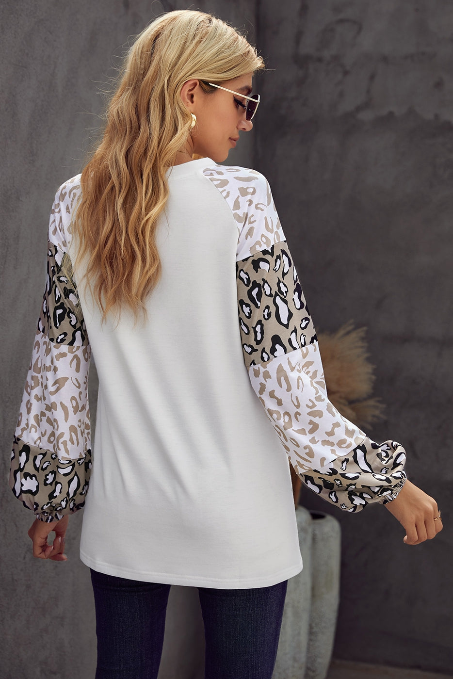 Cream Long Sleeve Leopard Print Shirt