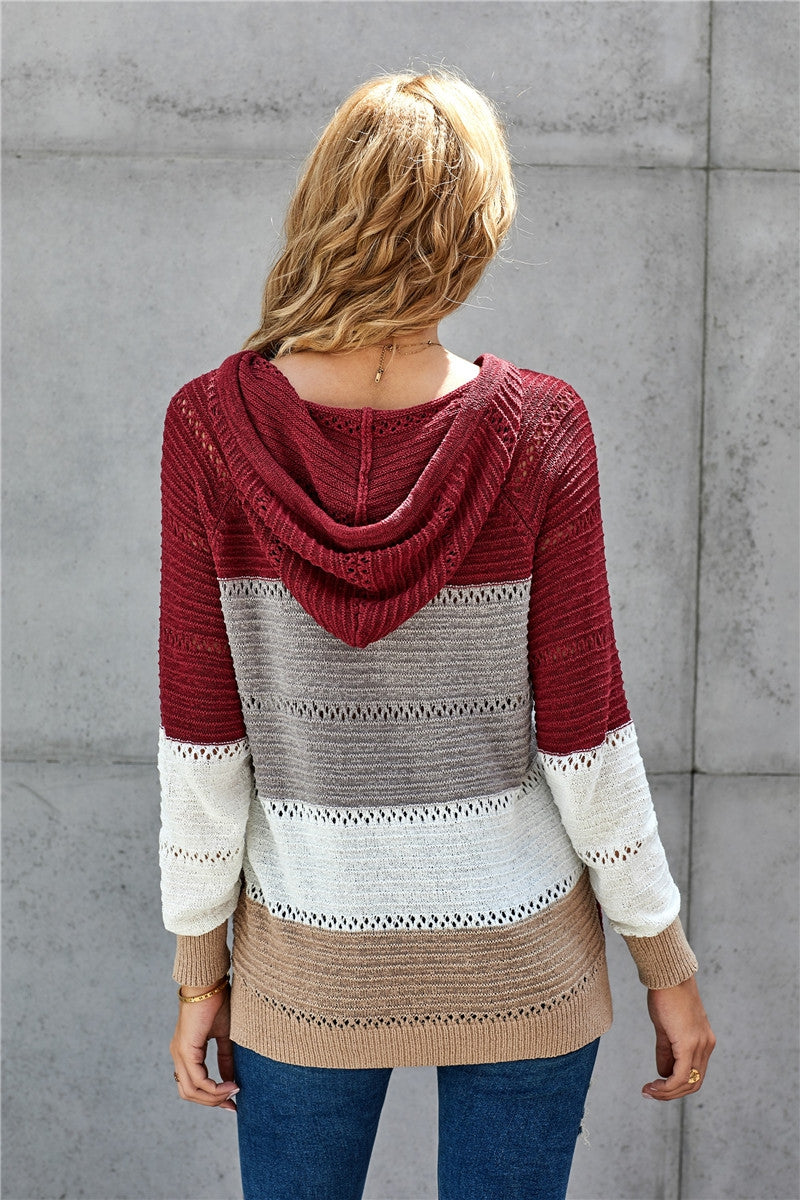 Burgundy Color Block Sweater